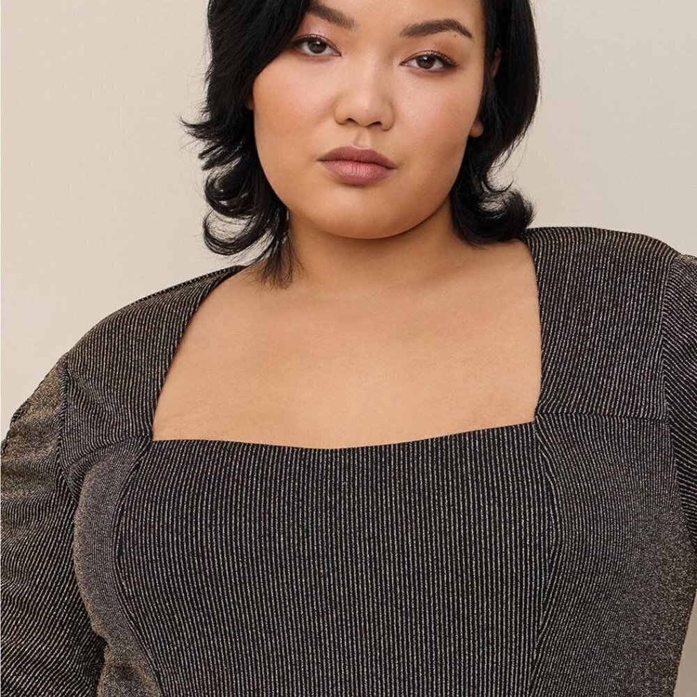 Torrid - Glitter Knit Sweetheart Neck Jumpsuit in Gold​​​​​​​​